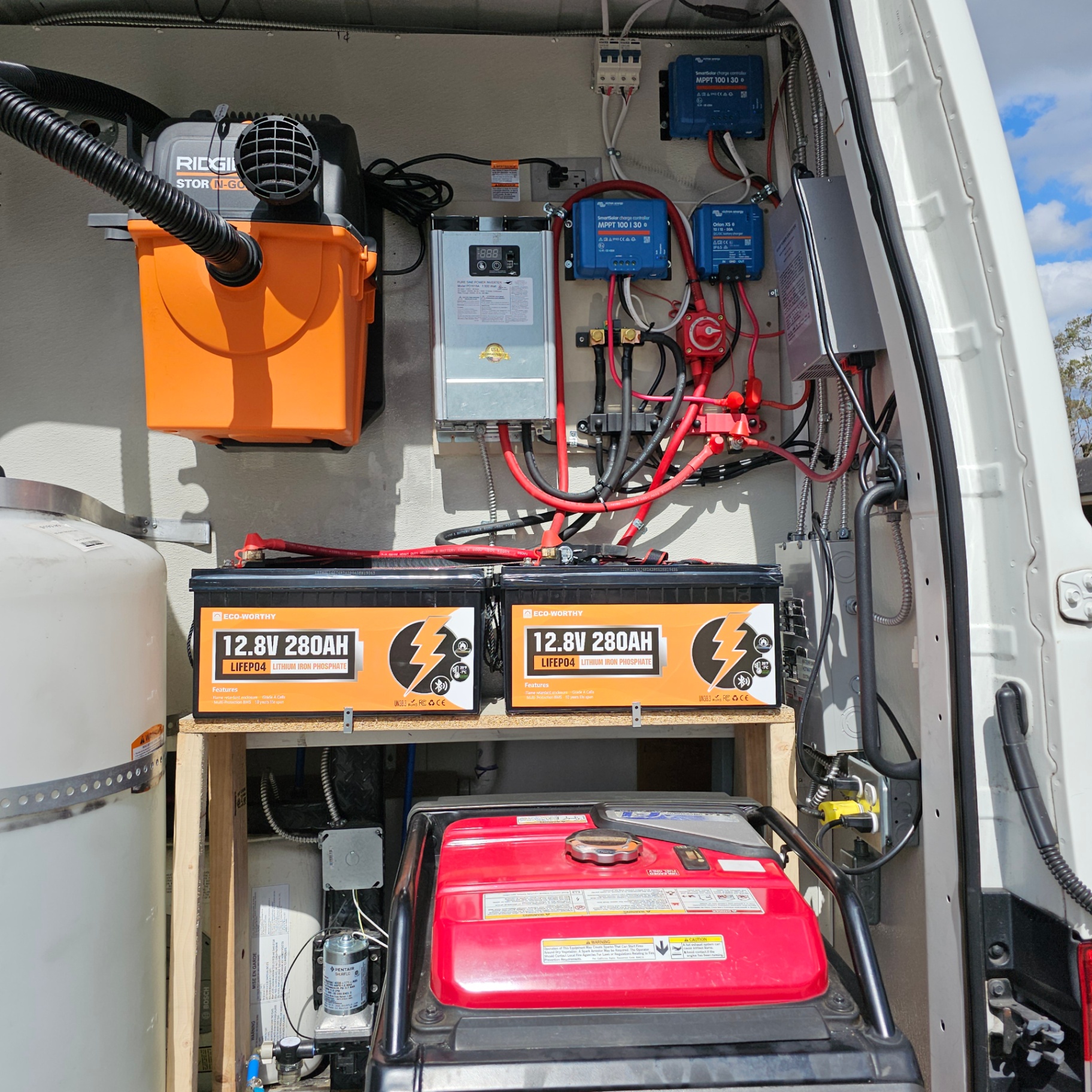 Generator bay retrofit with solar charging hardware